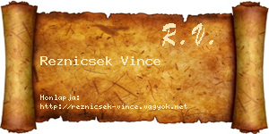 Reznicsek Vince névjegykártya